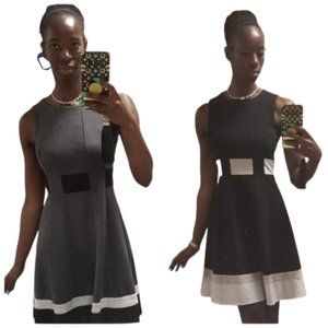 (2) grey color block Calvin Klein A line dresses